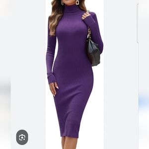 Ninovino Purple Turtleneck Bodycon Sweater  Dress sz XS